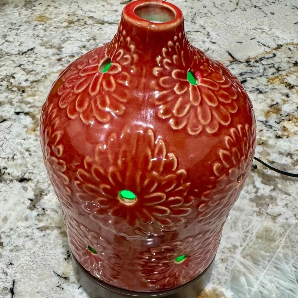 Rust Ceramic Floral Lantern Essential Oil Ultra Sonic Aromatherapy Diffuser